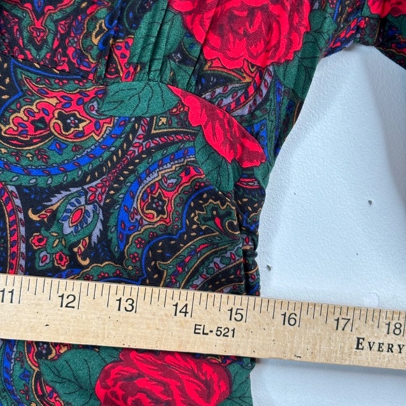 VTG 90s Lisa II Christmas Midi Dress 16 Floral Lace Collar Cottage Prairie Retro - Picture 10 of 13